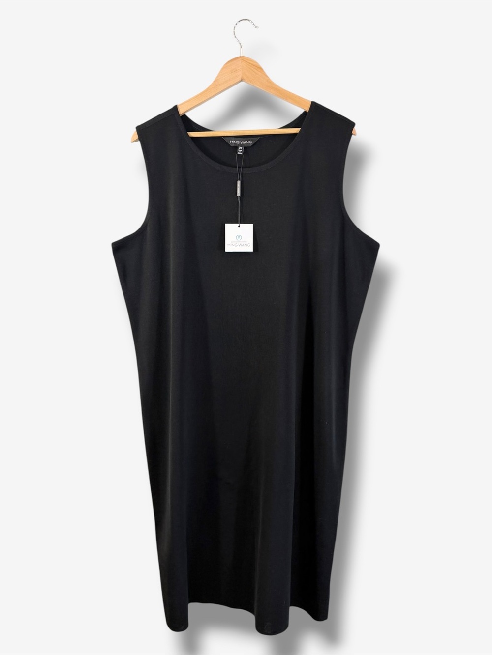 Ming Wang Black Knit Sheath Dress 2X NWT Sleeveless Stretch Work Career